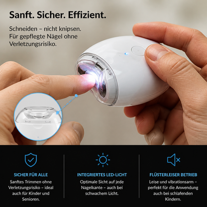 Profi Elektro-Nageltrimmer mit LED-Licht – Sanfter Nagelschneider für die ganze Familie