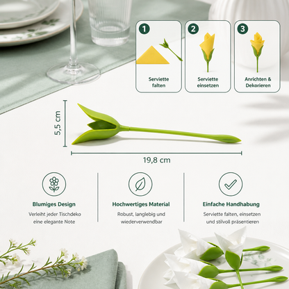 Blumen-Serviettenfalter Set – Luxuriöse Tischdeko im Blumendesign 6er Set