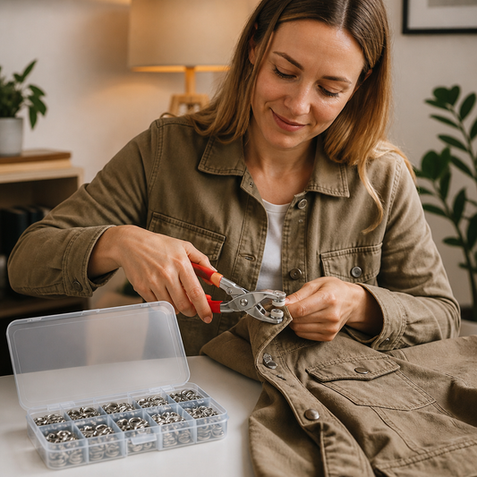 Edelstahl-Druckknopfzangen-Set – Metallknopf-Reparaturset für Kleidung, Leder und Bastelarbeiten