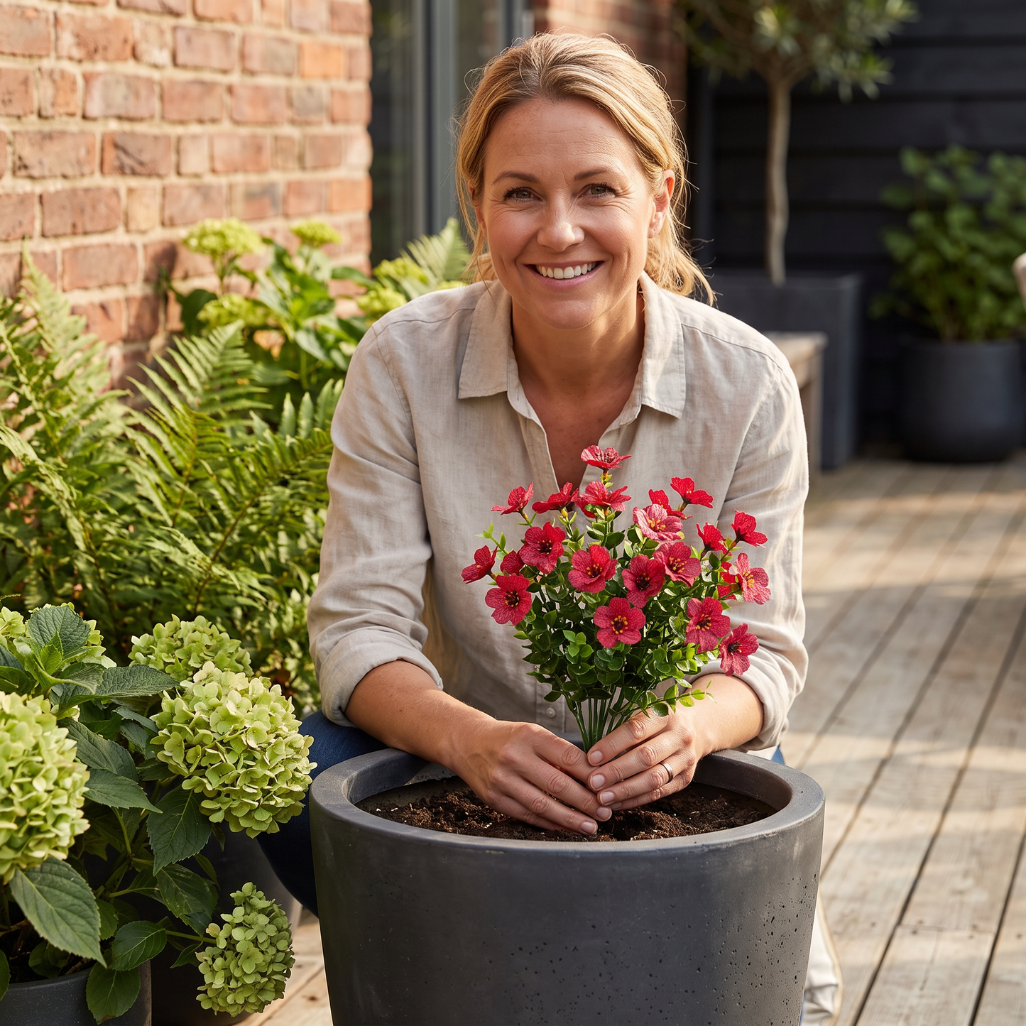 EverBloom – Unverblühender Kunstblumenstrauß aus Wildblumen für Pflanzkübel im Außenbereich
