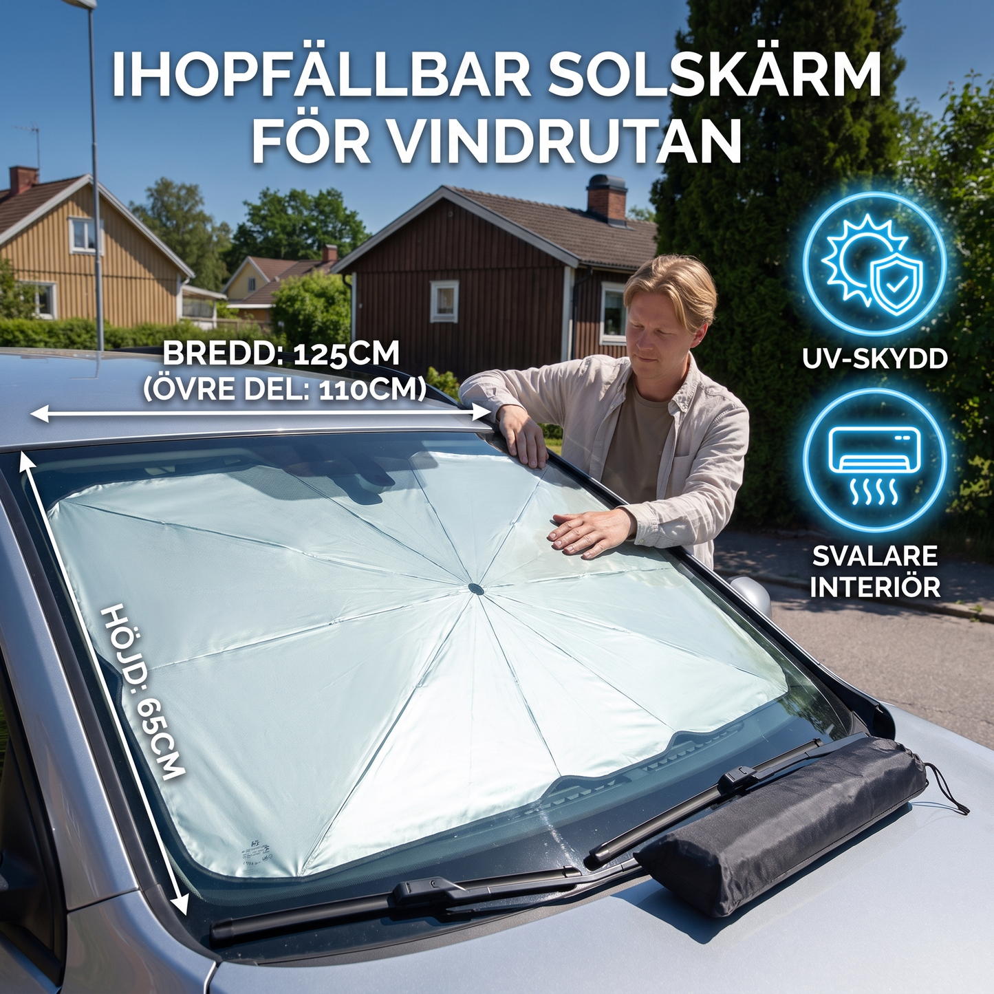Zusammenklappbarer Sonnenschutzschirm für die Windschutzscheibe