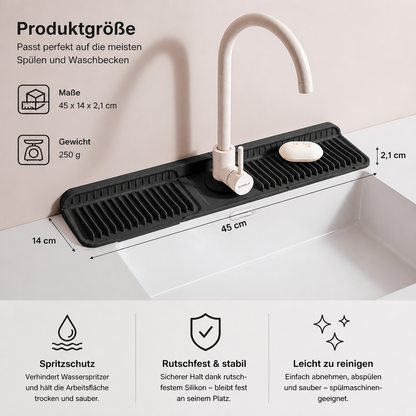 Wasserhahn-Spritzschutz aus Silikon – Abtropfmatte für Spüle & Waschbecken