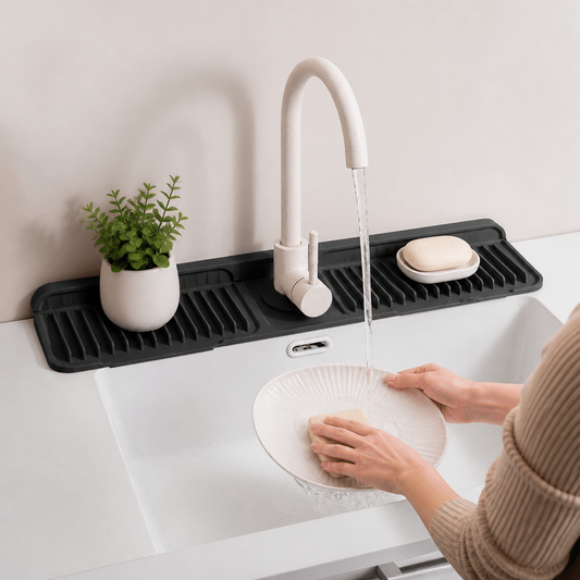 Wasserhahn-Spritzschutz aus Silikon – Abtropfmatte für Spüle & Waschbecken