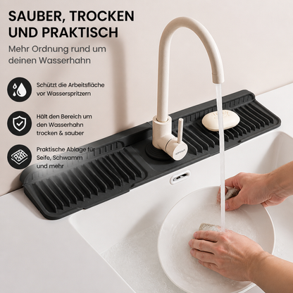 Wasserhahn-Spritzschutz aus Silikon – Abtropfmatte für Spüle & Waschbecken