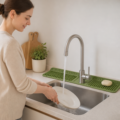 Wasserhahn-Spritzschutz aus Silikon – Abtropfmatte für Spüle & Waschbecken