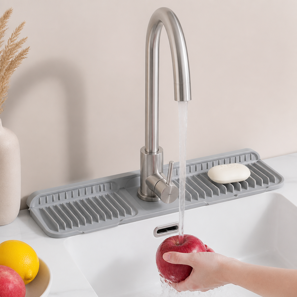 Wasserhahn-Spritzschutz aus Silikon – Abtropfmatte für Spüle & Waschbecken