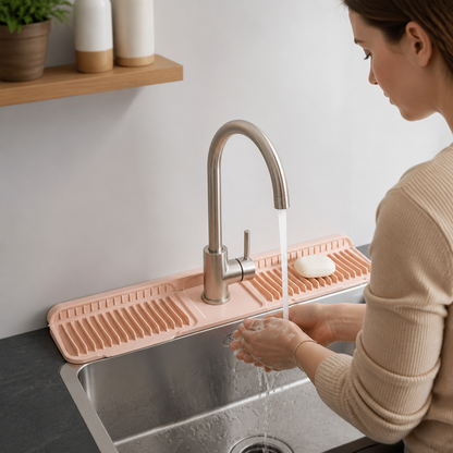 Wasserhahn-Spritzschutz aus Silikon – Abtropfmatte für Spüle & Waschbecken