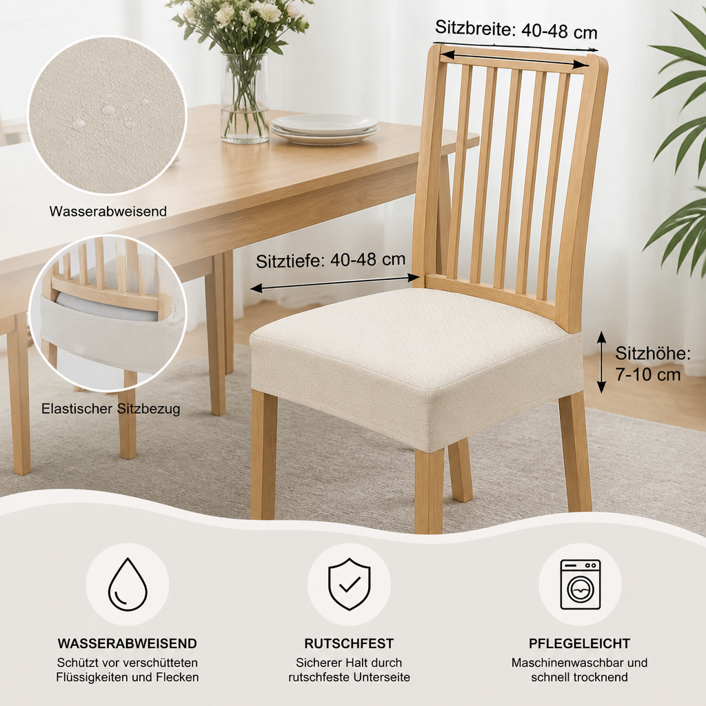 Wasserfester Jacquard-Stuhlkissenbezug – Rutschfest & Pflegeleicht
