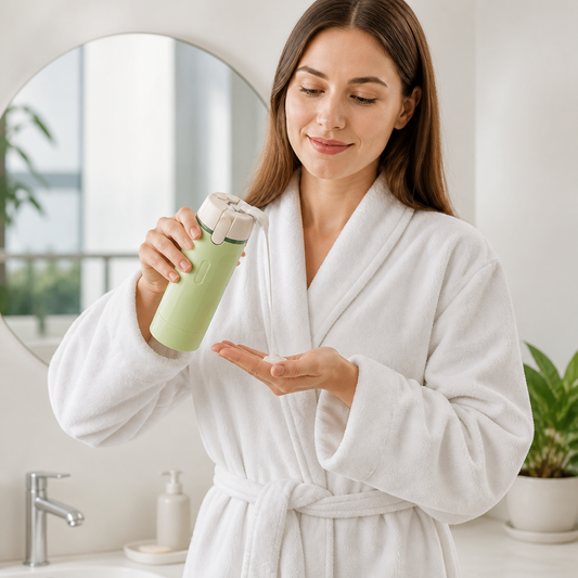 4-in-1 Reisebehälter – Auslaufsichere Flasche für Shampoo, Duschgel & Kosmetik