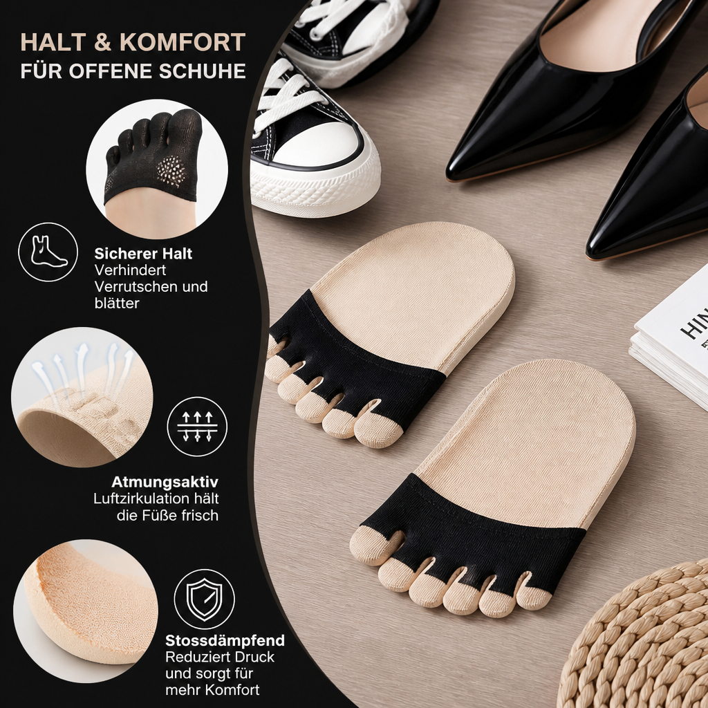 Damen Zehensocken – Atmungsaktive Antirutsch-Socken für High Heels & maximalen Komfort (4 Paar)