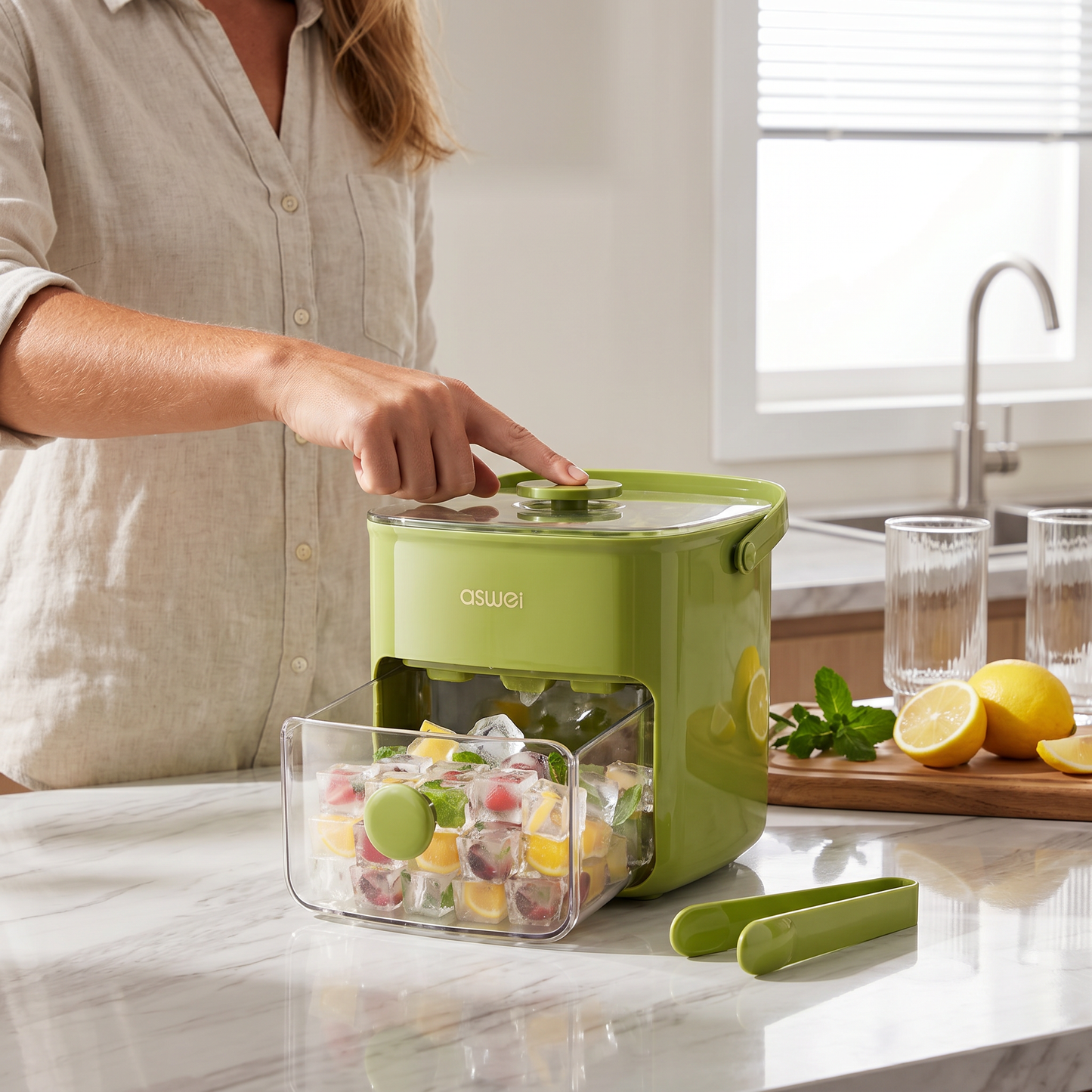 2-in-1 Eiswürfel-Maker mit Aufbewahrungsbox – 48 Eiswürfel, Doppel-Design