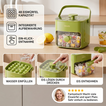 2-in-1 Eiswürfel-Maker mit Aufbewahrungsbox – 48 Eiswürfel, Doppel-Design
