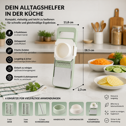 6-in-1 Multifunktionaler Gemüseschneider & Reibe