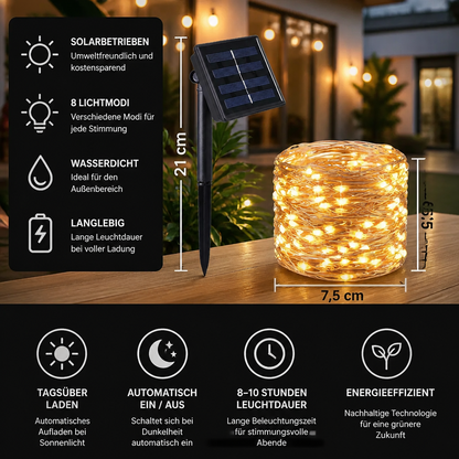 Solar-Lichterkette für den Außenbereich mit LEDs & 8 Leuchtmodi