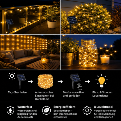 Solar-Lichterkette für den Außenbereich mit LEDs & 8 Leuchtmodi