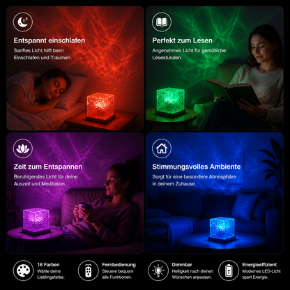 Aurora- & Meereswellen-LED-Projektor mit 16 Farben & Fernbedienung