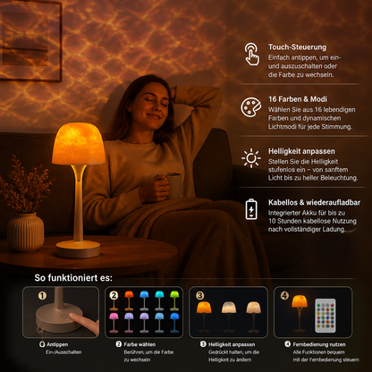 Aurora- & Meereswellen-LED-Projektionslampe mit Touch-Steuerung