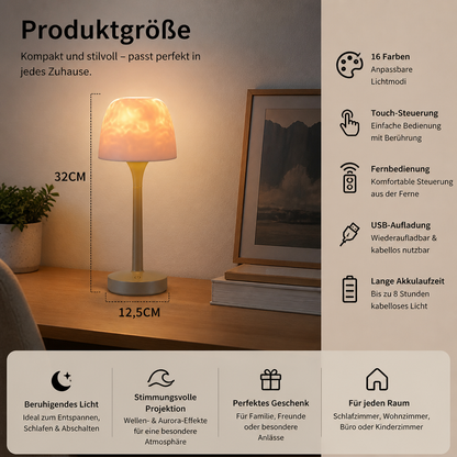 Aurora- & Meereswellen-LED-Projektionslampe mit Touch-Steuerung