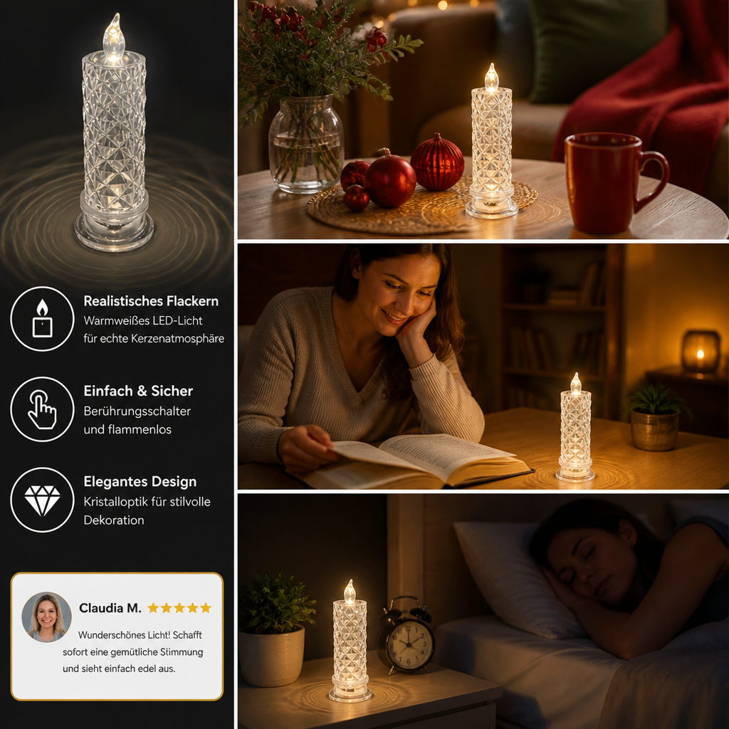 Flammenlose LED-Kerzenlampe – Gemütliches & dekoratives Tischlicht