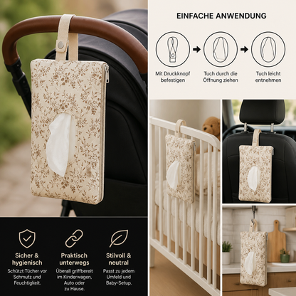 Hängender Taschentuchhalter für Kinderwagen, Babybett & Auto