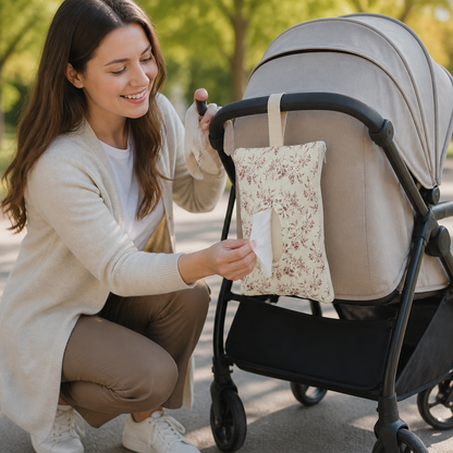 Hängender Taschentuchhalter für Kinderwagen, Babybett & Auto