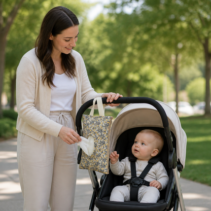 Hängender Taschentuchhalter für Kinderwagen, Babybett & Auto