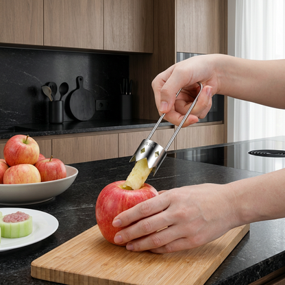 Edelstahl Obstentkerner – Multifunktionales Werkzeug zum einfachen Entfernen von Kernen bei Obst & Gemüse