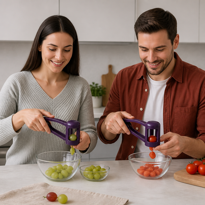 Edelstahl-Trauben- & Cherrytomaten-Schneider – Sicherer Einhand-Viertelschneider für Kleinkinder & Kinder