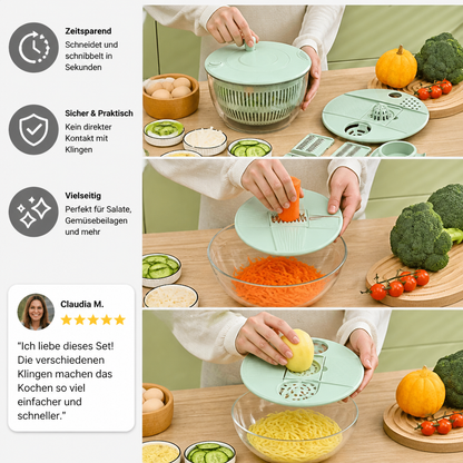 9-in-1 manueller Gemüse- & Salat-Schneider mit Drehfunktion