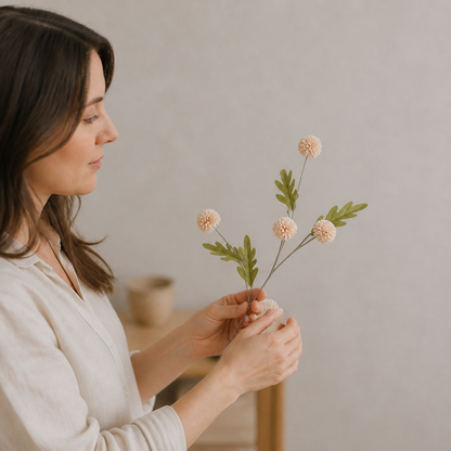 Künstliches Blumenarrangement mit Chrysanthemen & Eukalyptus
