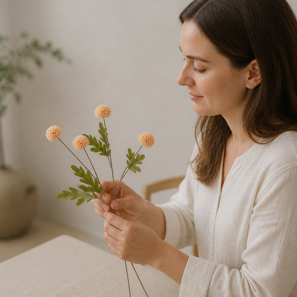 Künstliches Blumenarrangement mit Chrysanthemen & Eukalyptus
