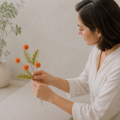 Künstliches Blumenarrangement mit Chrysanthemen & Eukalyptus