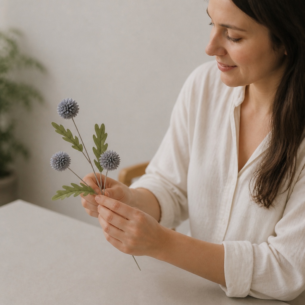 Künstliches Blumenarrangement mit Chrysanthemen & Eukalyptus