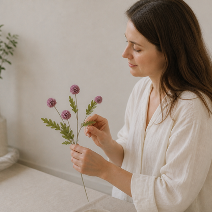 Künstliches Blumenarrangement mit Chrysanthemen & Eukalyptus