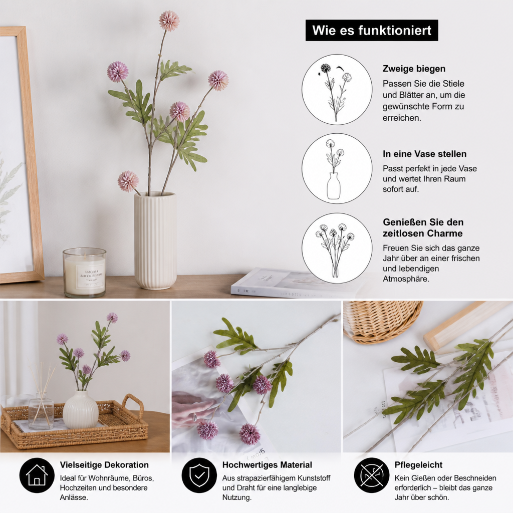 Künstliches Blumenarrangement mit Chrysanthemen & Eukalyptus