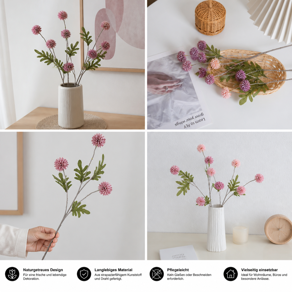 Künstliches Blumenarrangement mit Chrysanthemen & Eukalyptus