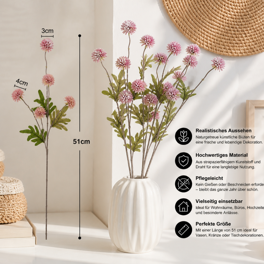 Künstliches Blumenarrangement mit Chrysanthemen & Eukalyptus