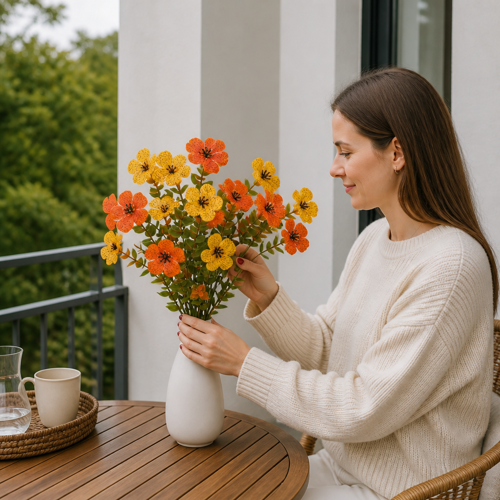 UV-beständiges künstliches Herbstblumenstrauß-Set
