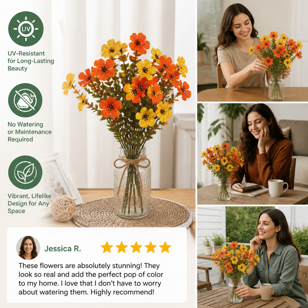 UV-beständiges künstliches Herbstblumenstrauß-Set