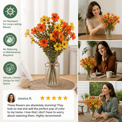 UV-beständiges künstliches Herbstblumenstrauß-Set