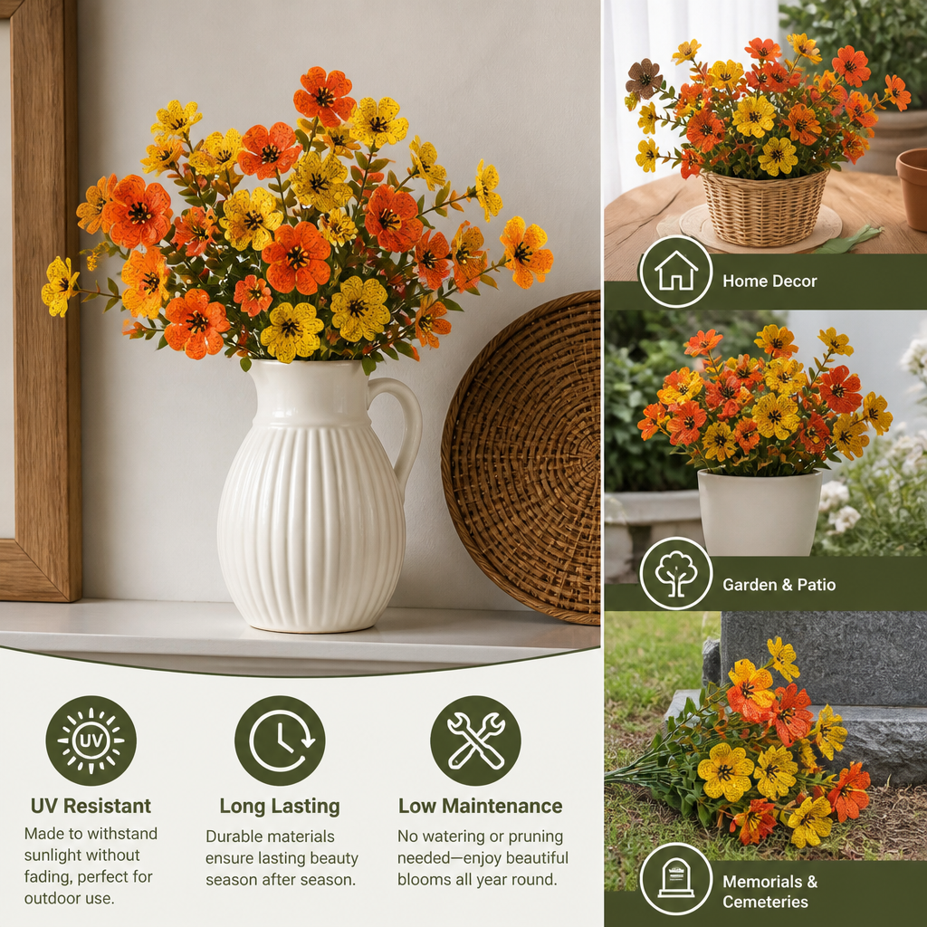 UV-beständiges künstliches Herbstblumenstrauß-Set