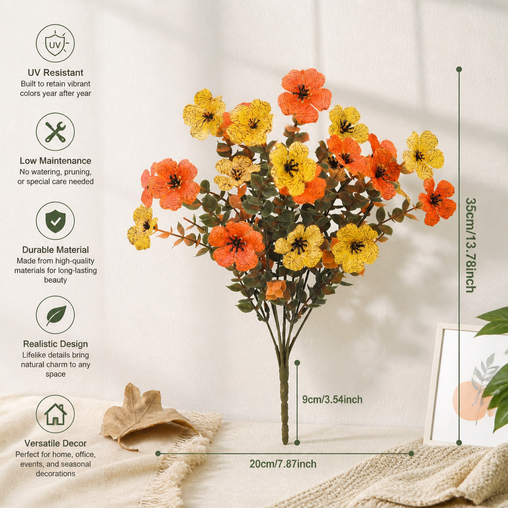 UV-beständiges künstliches Herbstblumenstrauß-Set