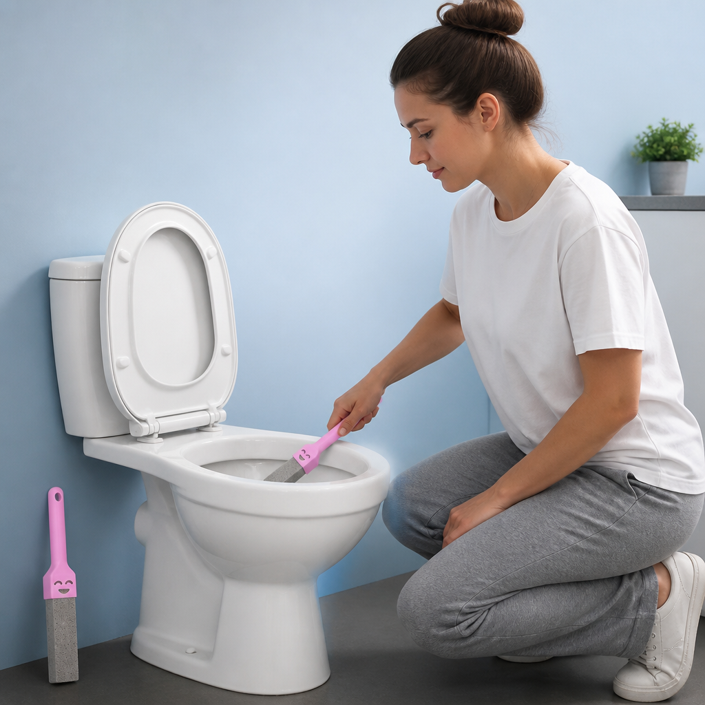 WC-Reinigungsstein aus Bimsstein mit extra langem Griff – Gegen Kalk & hartnäckige Flecken
