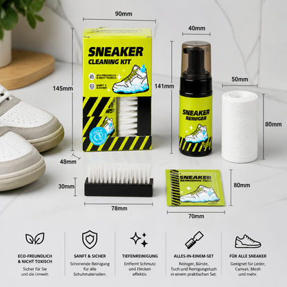 All-in-One Schuhreinigungs- & Pflegeset mit Bürsten, Trockenreiniger & Fleckenentfernungstüchern