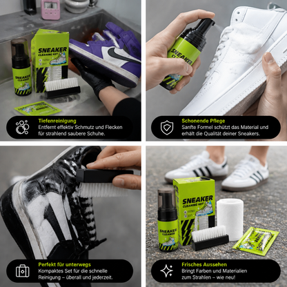All-in-One Schuhreinigungs- & Pflegeset mit Bürsten, Trockenreiniger & Fleckenentfernungstüchern