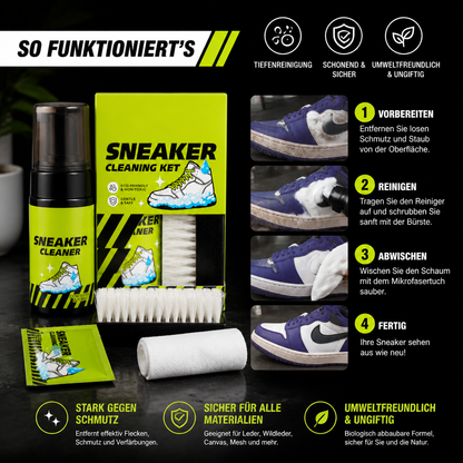 All-in-One Schuhreinigungs- & Pflegeset mit Bürsten, Trockenreiniger & Fleckenentfernungstüchern