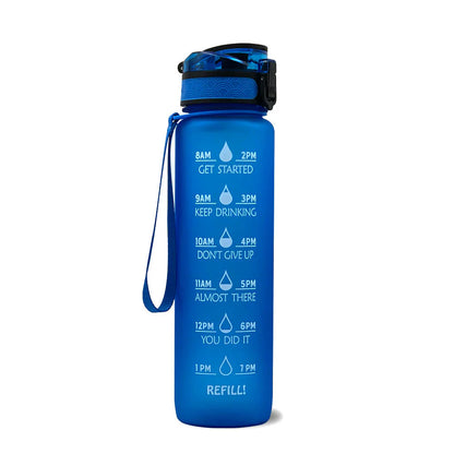 Motivations Wasserflasche mit Zeitangaben