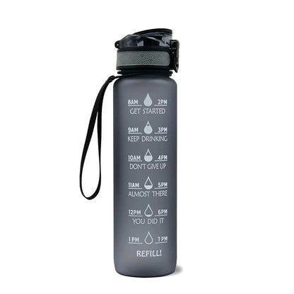 Motivations Wasserflasche mit Zeitangaben
