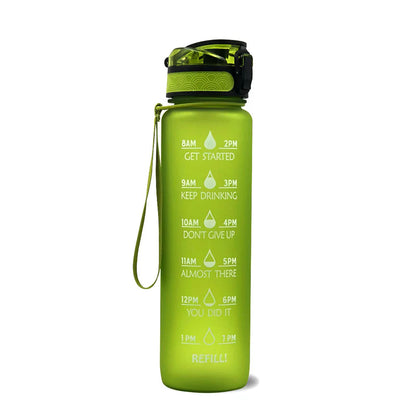 Motivations Wasserflasche mit Zeitangaben