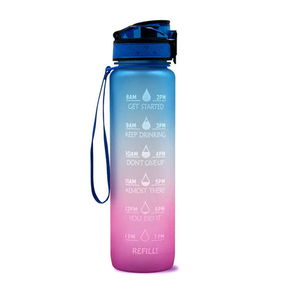 Motivations Wasserflasche mit Zeitangaben